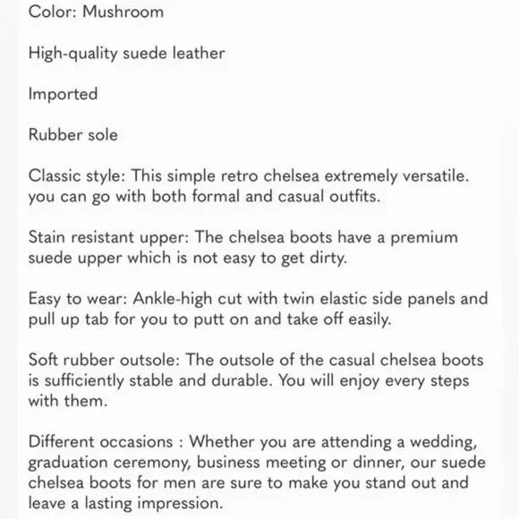 New Men's Chelsea Boots Casual Suede Fall Ankle Boots Simple, Mushroom - Picture 9 of 10